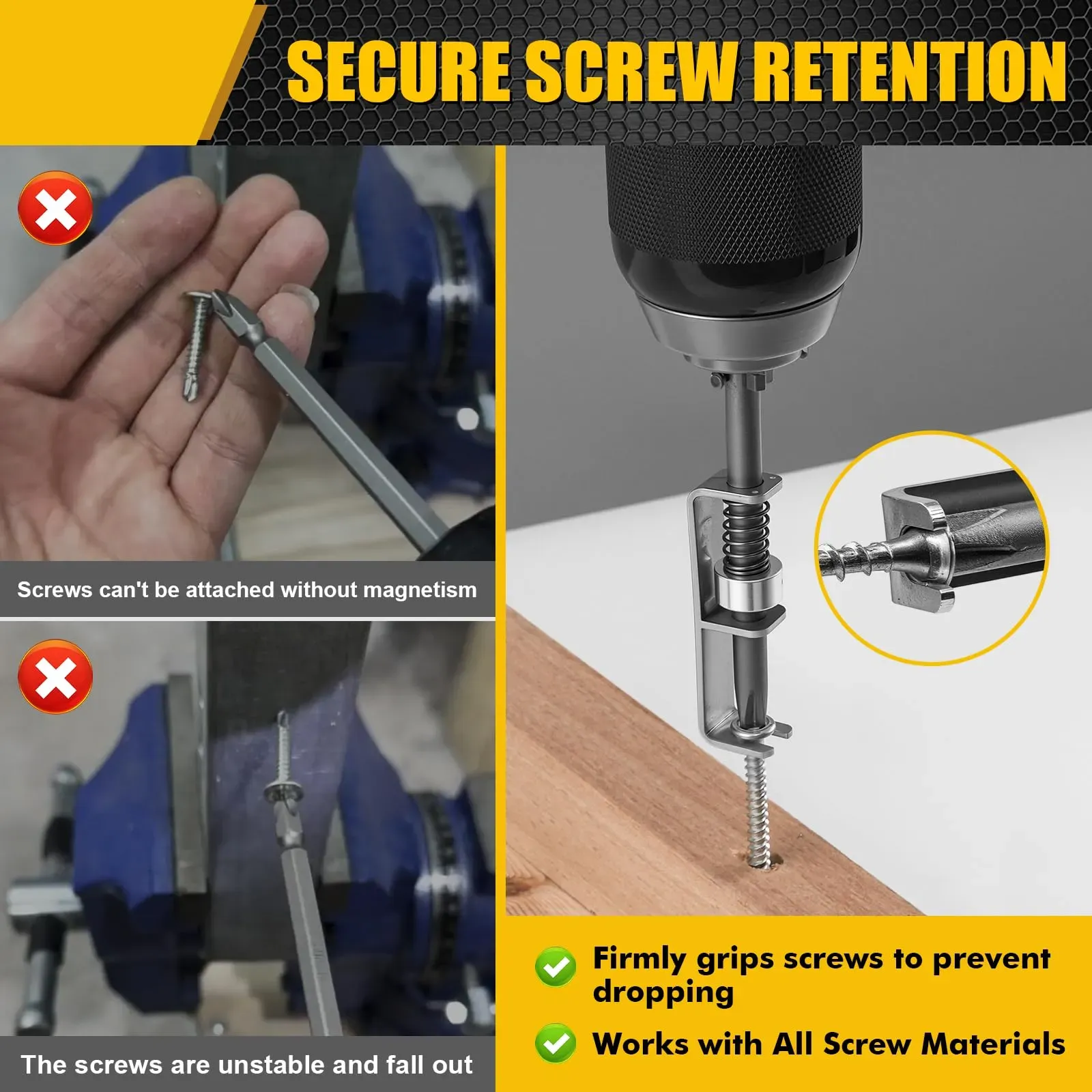 Universal Spring Loaded Anti-Drop Screw Holder Bit